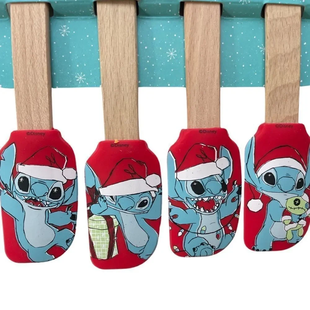 Disney Stitch 4pk Spatula Set Christmas Santa “Scrump Lights Holidays” NWT